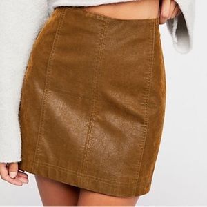 NWT Free People Modern Femme Vegan Leather Skirt - Chestnut